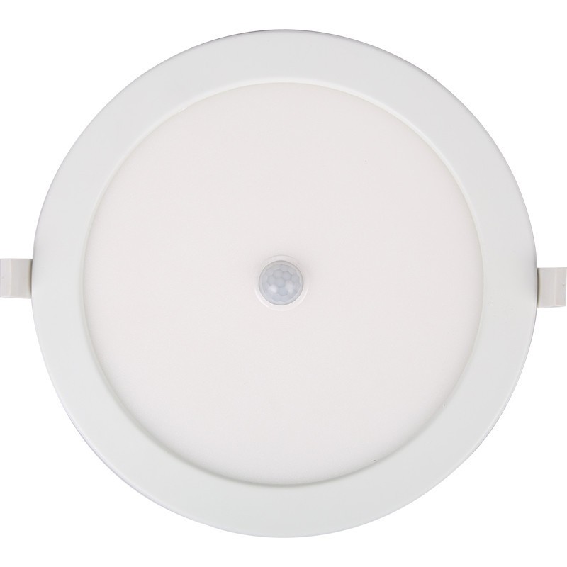 LED Downlight Slim 6 Pack - Aigi - PIR Bewegingssensor 360° - Inbouw Rond 12W - Helder/Koud Wit 6000K - Mat Wit - Ø170mm