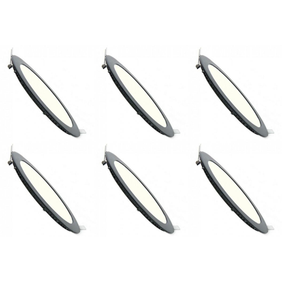 LED Downlight Slim 6 Pack - Inbouw - 3W - Dimbaar - Natuurlijk Wit 4200K - Rond - Mat Zwart - Aluminium - Ø83mmm