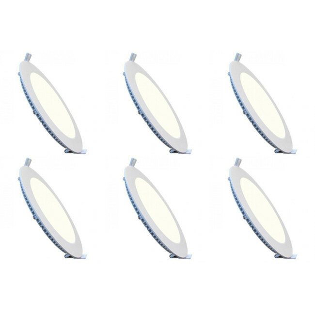 LED Downlight Slim 6 Pack - Inbouw Rond 12W - Natuurlijk Wit 4200K - Mat Wit Aluminium - Ø170mm