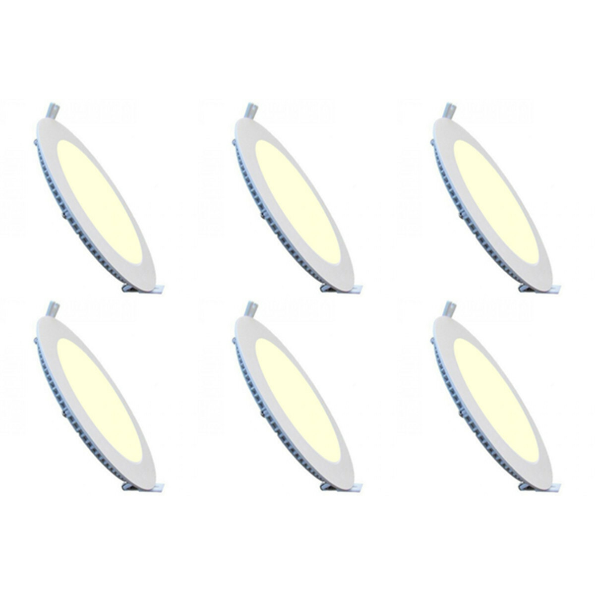 LED Downlight Slim 6 Pack - Inbouw Rond 12W - Warm Wit 2700K - Mat Wit Aluminium - Ø170mm