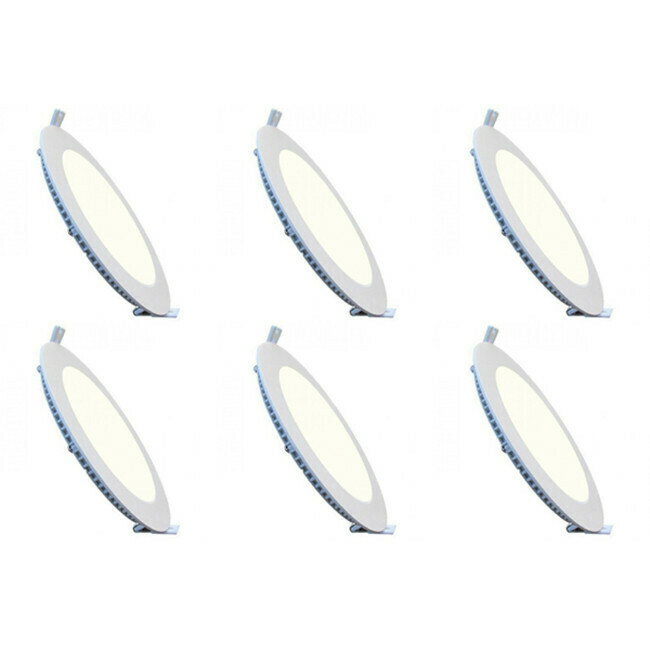 LED Downlight Slim 6 Pack - Inbouw Rond 3W - Natuurlijk Wit 4200K - Mat Wit Aluminium - Ø83mm