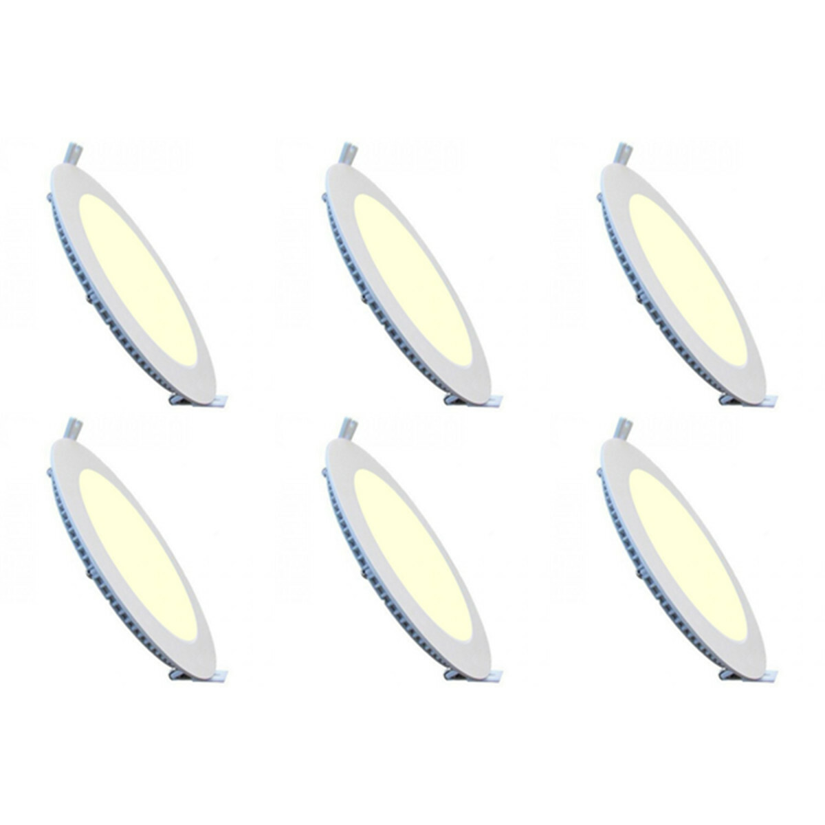 LED Downlight Slim 6 Pack - Inbouw Rond 3W - Warm Wit 2700K - Mat Wit Aluminium - Ø83mm