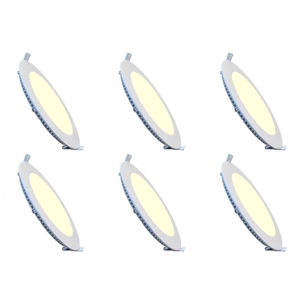 LED Downlight Slim 6 Pack - Inbouw Rond 9W - Warm Wit 2700K - Mat Wit - Aluminium - Ø146mm