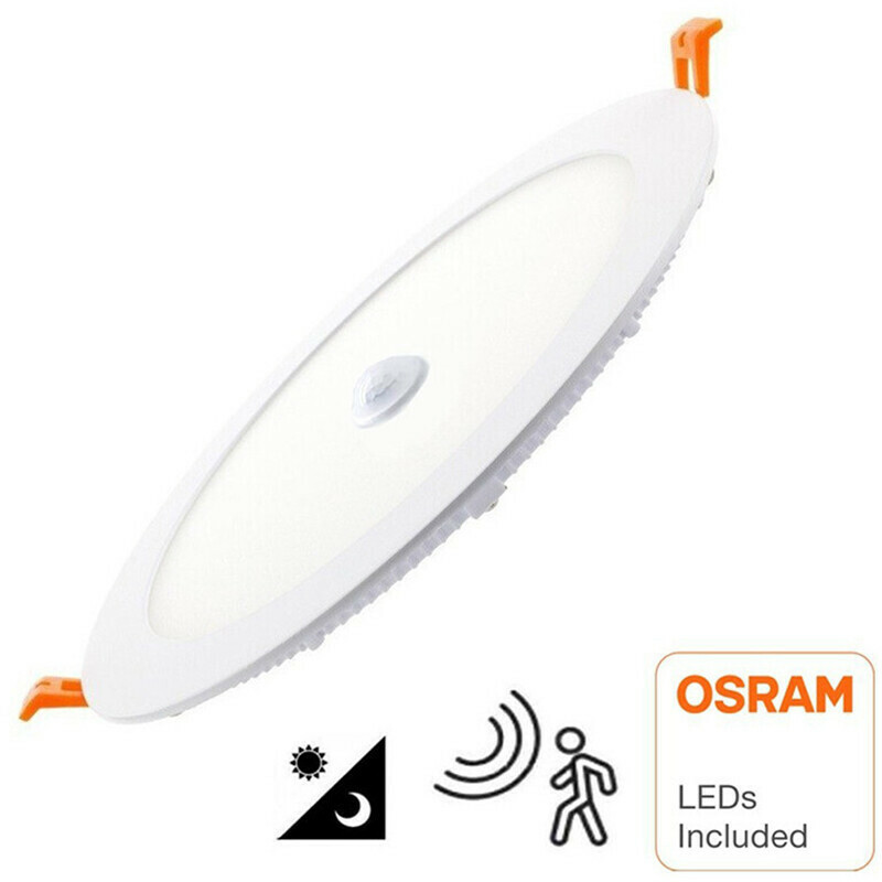 LED Downlight Slim - Facto Dury - PIR Bewegingssensor 360° + Dag en Nacht Sensor - 18W - Natuurlijk Wit 4000K - Inbouw - Rond - Mat Wit - OSRAM LEDs