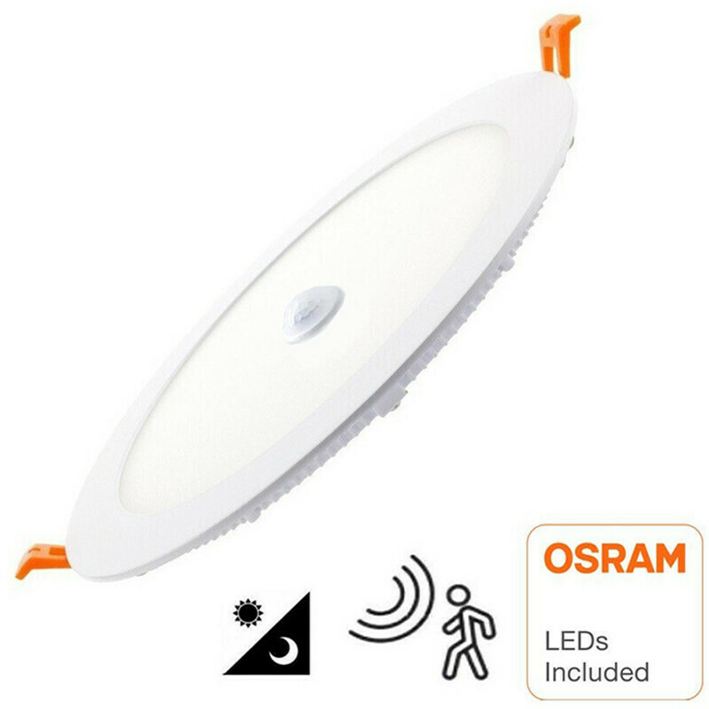 LED Downlight Slim - Facto Dury - PIR Bewegingssensor 360° + Dag en Nacht Sensor - 18W - Warm Wit 3000K - Inbouw - Rond - Mat Wit - OSRAM LEDs