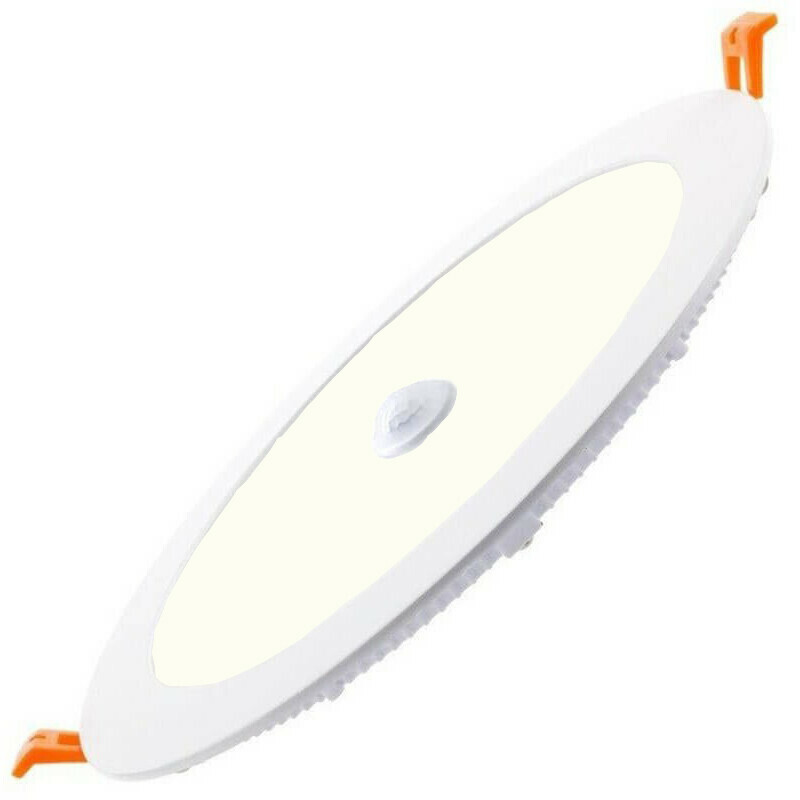 LED Downlight Slim - Facto Dury - PIR Bewegingssensor 360° + Dag en Nacht Sensor - 20W - Natuurlijk Wit 4000K - Inbouw - Rond - Mat Wit - OSRAM LEDs product afbeelding