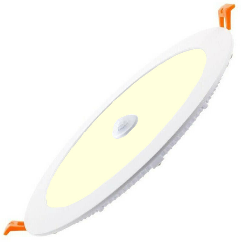 LED Downlight Slim - Facto Dury - PIR Bewegingssensor 360° + Dag en Nacht Sensor - 20W - Warm Wit 3000K - Inbouw - Rond - Mat Wit - OSRAM LEDs product afbeelding