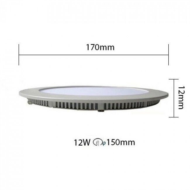 LED Downlight Slim - Inbouw Rond 12W - Dimbaar - Helder/Koud Wit 6400K - Mat Wit Aluminium - Ø170mm