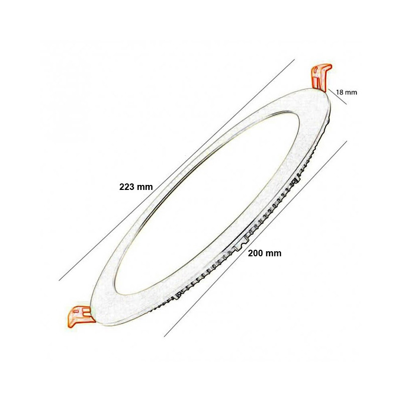 LED Downlight Slim - Facto - Inbouw Rond 18W - Helder/Koud Wit 6000K - RVS - Ø223mm