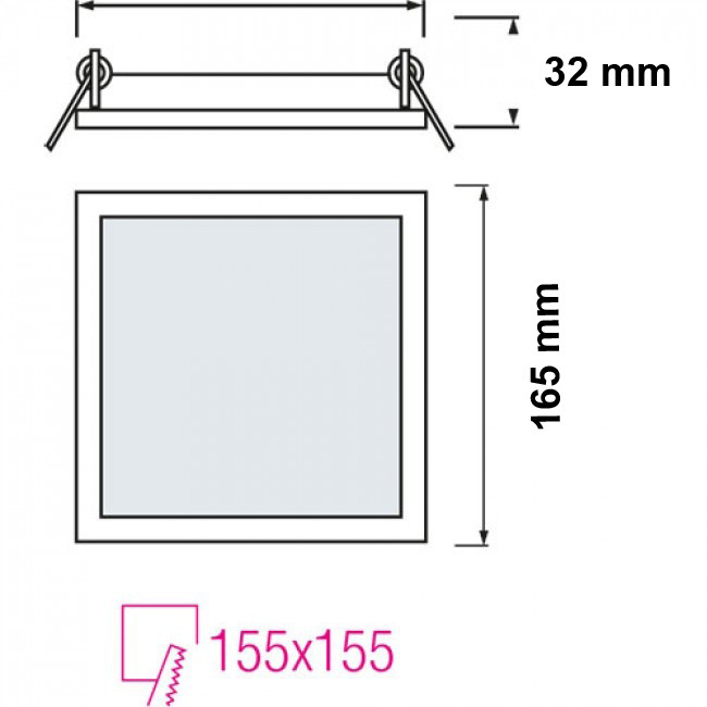 LED Downlight Slim Pro - Aigi - Inbouw Vierkant 12W - Natuurlijk Wit 4000K - Mat Wit - 165mm