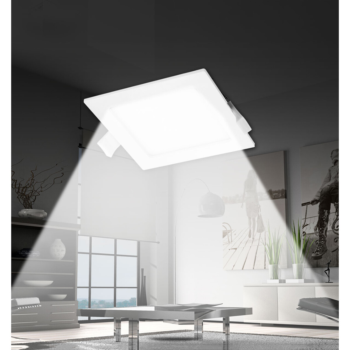 LED Downlight Slim Pro - Aigi Suno - Inbouw Vierkant 12W - Helder/Koud Wit 6000K - Mat Wit - Kunststof