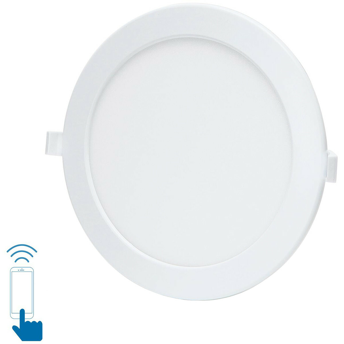 LED Downlight - Smart LED - Wifi LED - Slimme LED - Aigi Zumba - 18W - Helder/Koud Wit 6500K - Inbouw Rond - Mat Wit - Aluminium - Ø220mm