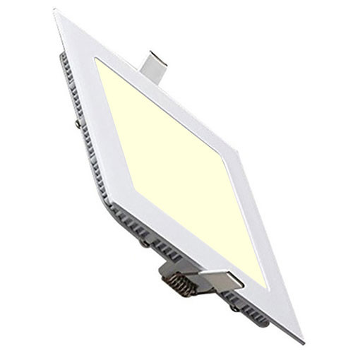 LED Downlight Slim - Inbouw Vierkant 15W - Warm Wit 2700K - Mat Wit Aluminium - 195mm