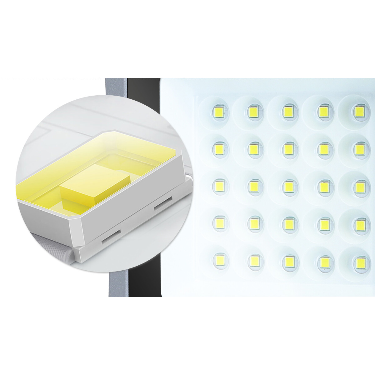 LED Floodlight op Zonne-energie - LED Schijnwerper - Aigi Florida - LED Solar Tuinverlichting Wandlamp - Afstandsbediening - Waterdicht IP65 - 100W - Helder/Koud Wit 6500K