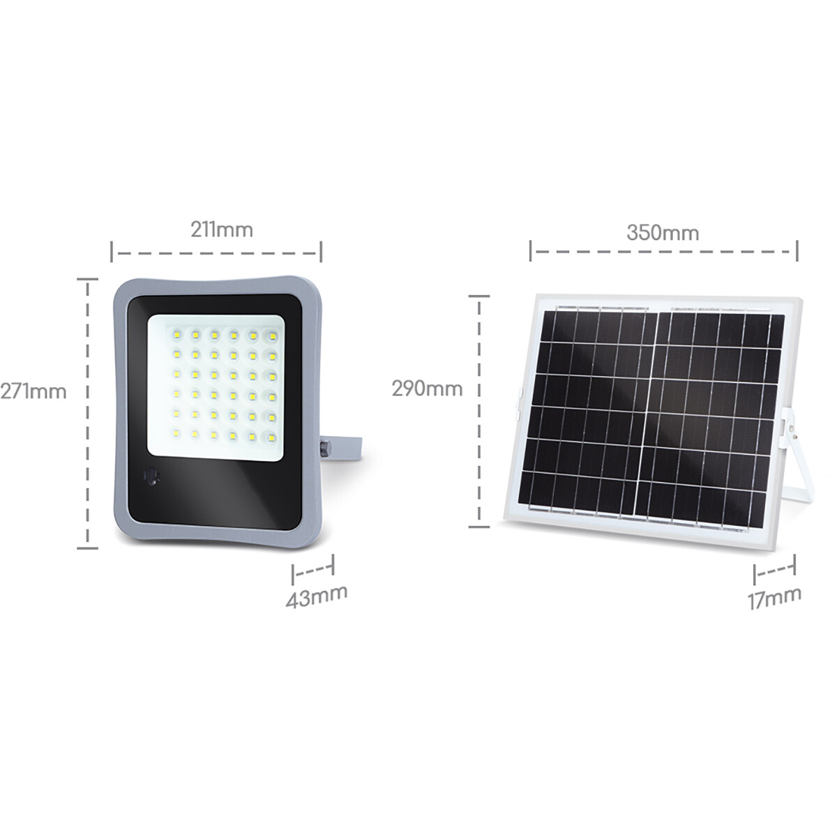 LED Floodlight op Zonne-energie - LED Schijnwerper - Aigi Florida - LED Solar Tuinverlichting Wandlamp - Afstandsbediening - Waterdicht IP65 - 100W - Helder/Koud Wit 6500K