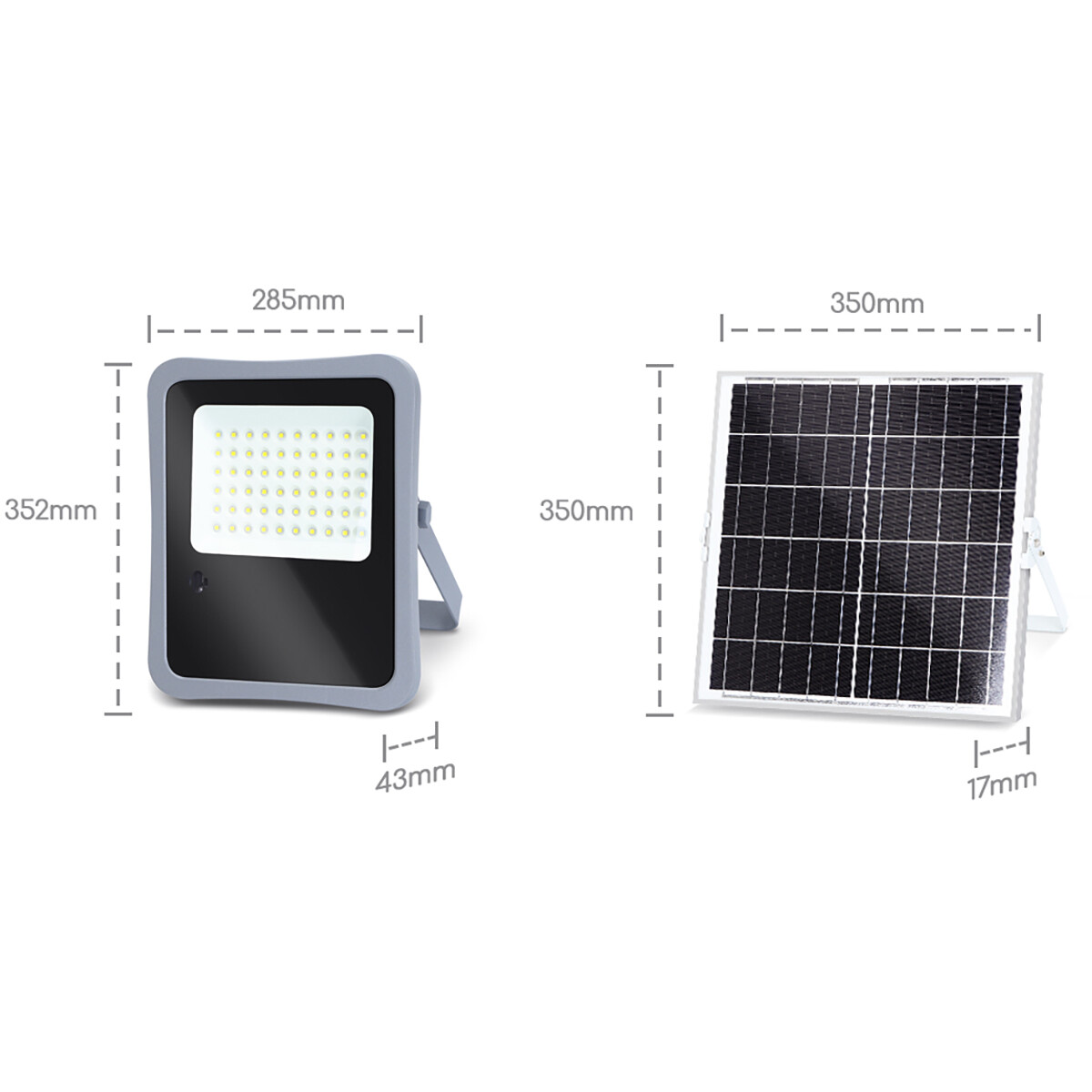 LED Floodlight op Zonne-energie - LED Schijnwerper - Aigi Florida - LED Solar Tuinverlichting Wandlamp - Afstandsbediening - Waterdicht IP65 - 200W - Helder/Koud Wit 6500K