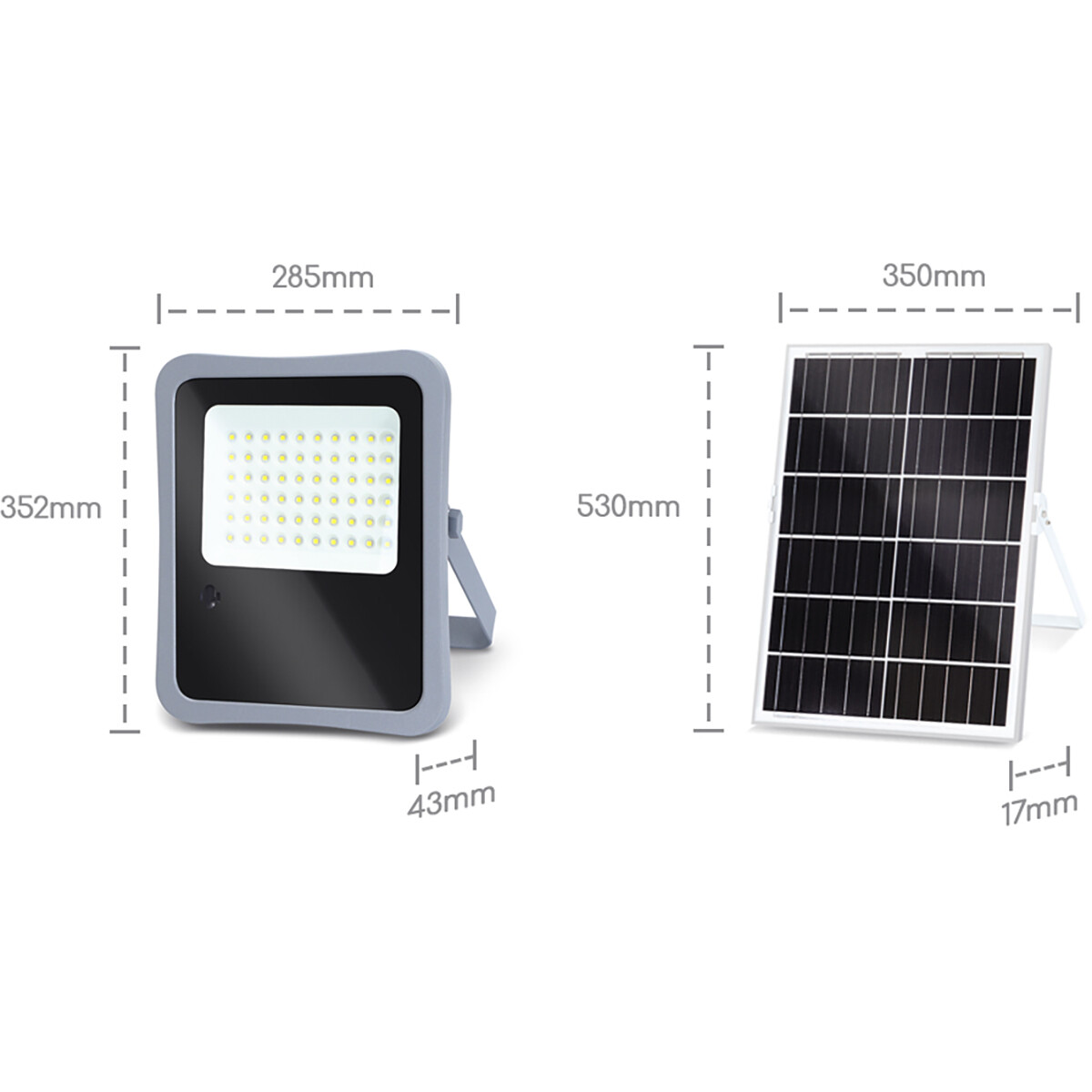 LED Floodlight op Zonne-energie - LED Schijnwerper - Aigi Florida - LED Solar Tuinverlichting Wandlamp - Afstandsbediening - Waterdicht IP65 - 300W - Helder/Koud Wit 6500K