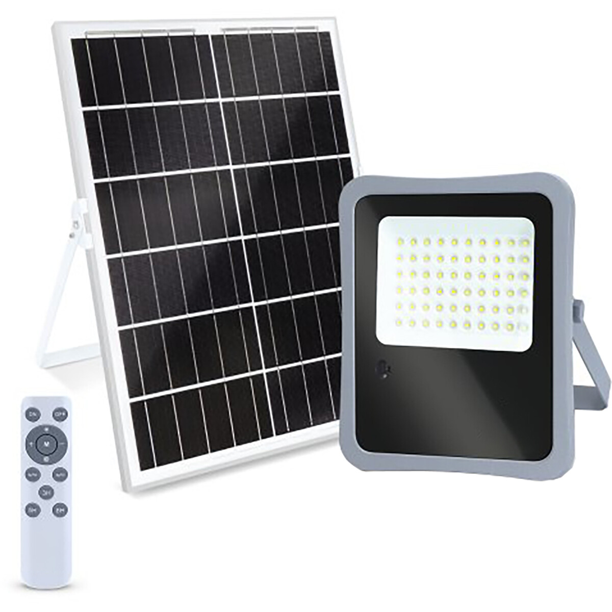 LED Floodlight op Zonne-energie - LED Schijnwerper - Aigi Florida - LED Solar Tuinverlichting Wandlamp - Afstandsbediening - Waterdicht IP65 - 300W - Helder/Koud Wit 6500K product afbeelding