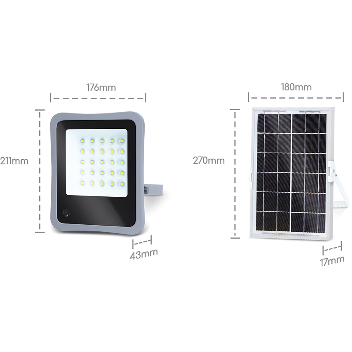 LED Floodlight op Zonne-energie - LED Schijnwerper - Aigi Florida - LED Solar Tuinverlichting Wandlamp - Afstandsbediening - Waterdicht IP65 - 50W - Helder/Koud Wit 6500K