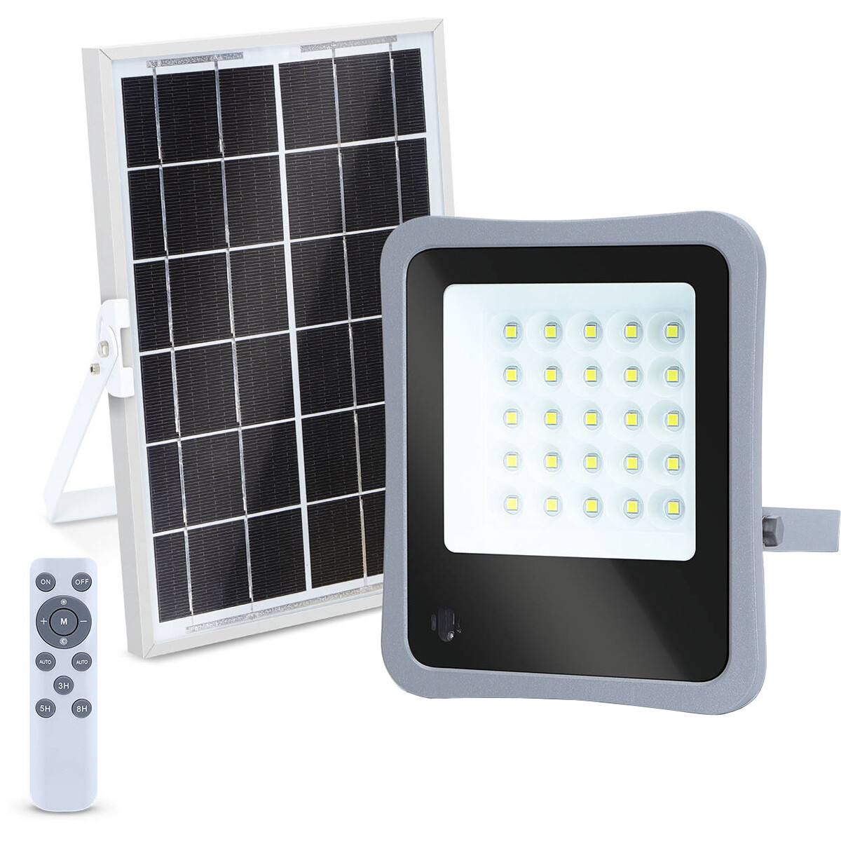 LED Floodlight op Zonne-energie - LED Schijnwerper - Aigi Florida - LED Solar Tuinverlichting Wandlamp - Afstandsbediening - Waterdicht IP65 - 50W - Helder/Koud Wit 6500K product afbeelding