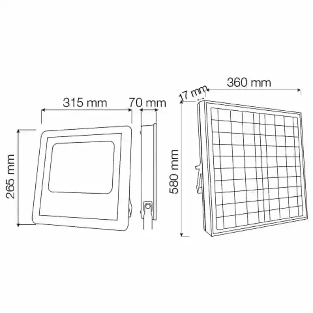 LED Floodlight op Zonne-energie - LED Schijnwerper - LED Solar Tuinverlichting Wandlamp - Togre - 100W - Helder/Koud Wit 6400K - Afstandsbediening - Waterdicht IP65 - Aluminium