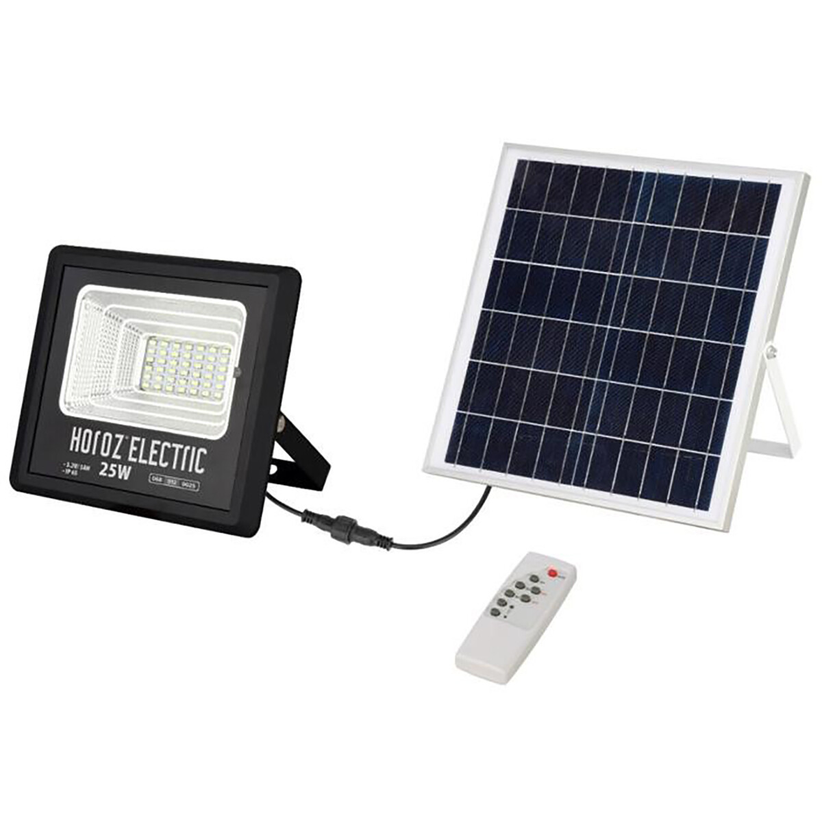 LED Floodlight op Zonne-energie - LED Schijnwerper - LED Solar Tuinverlichting Wandlamp - Togre - 25W - Helder/Koud Wit 6400K - Afstandsbediening - Waterdicht IP65 - Aluminium product afbeelding