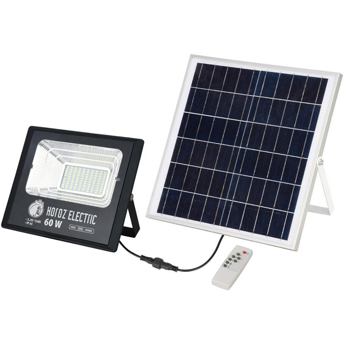 LED Floodlight op Zonne-energie - LED Schijnwerper - LED Solar Tuinverlichting Wandlamp - Togre - 60W - Helder/Koud Wit 6400K - Afstandsbediening - Waterdicht IP65 - Aluminium product afbeelding