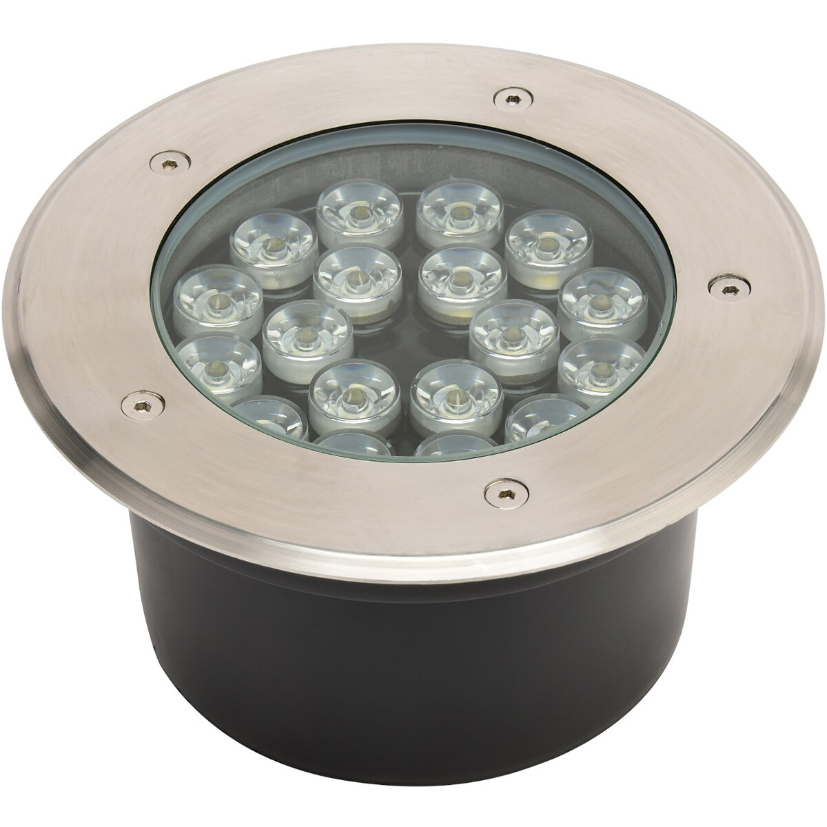 LED Grondspot - Aruz - Inbouw Rond - 18W - Waterdicht IP67 - Natuurlijk Wit 4000K - Rond - Mat Chroom - RVS product afbeelding