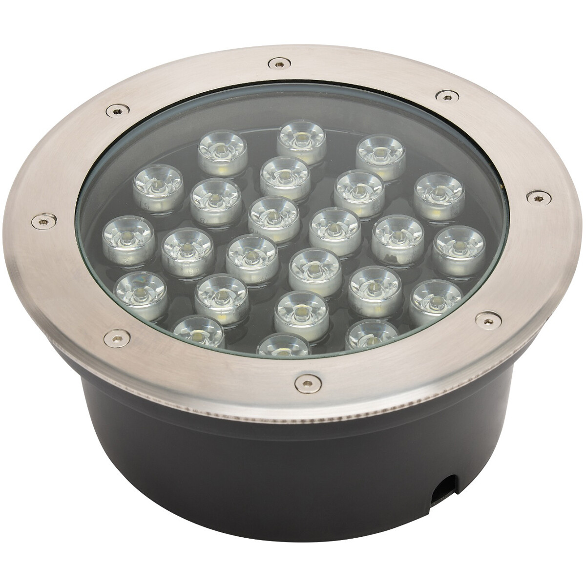 LED Grondspot - Aruz - Inbouw Rond - 24W - Waterdicht IP67 - Natuurlijk Wit 4000K - Rond - Mat Chroom - RVS product afbeelding