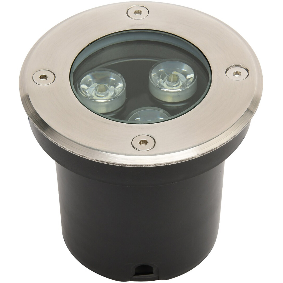 LED Grondspot - Aruz - Inbouw Rond - 3W - Waterdicht IP67 - Natuurlijk Wit 4000K - Rond - Mat Chroom - RVS product afbeelding