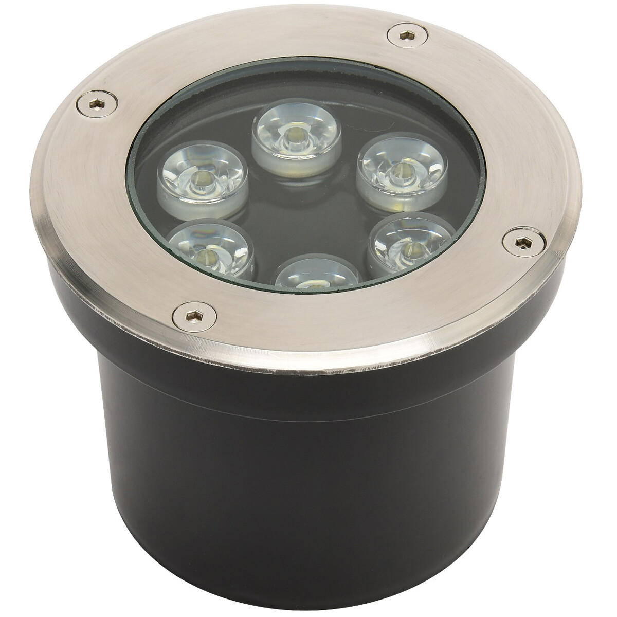 LED Grondspot - Aruz - Inbouw Rond - 6W - Waterdicht IP67 - Natuurlijk Wit 4000K - Rond - Mat Chroom - RVS product afbeelding