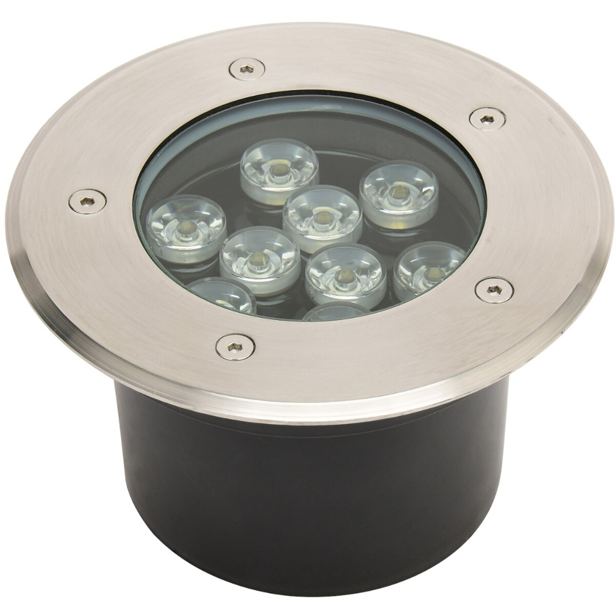 LED Grondspot - Aruz - Inbouw Rond - 9W - Waterdicht IP67 - Natuurlijk Wit 4000K - Rond - Mat Chroom - RVS product afbeelding