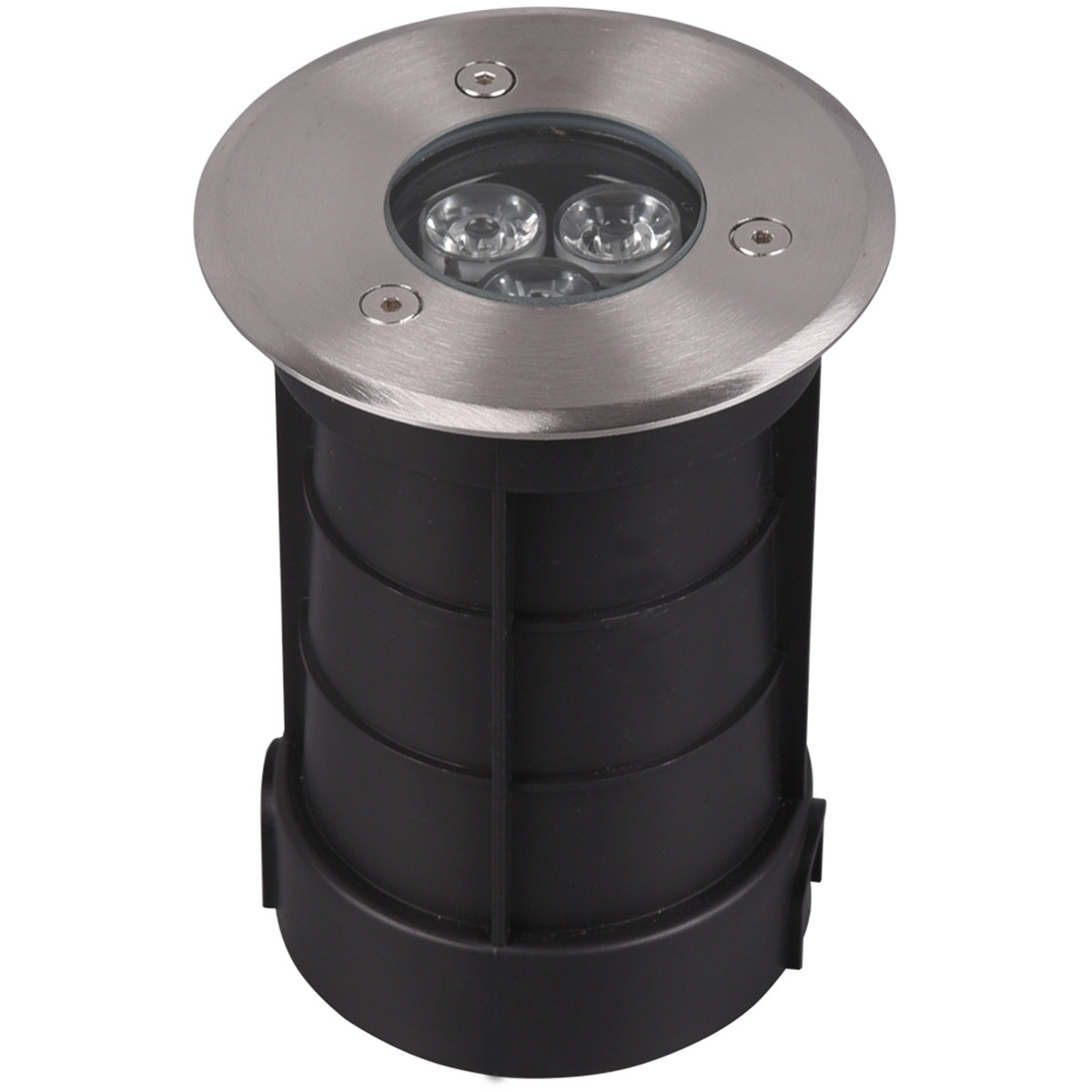 LED Grondspot - Trion Baliyi - Inbouw Rond - 3W - Waterdicht IP65 - Warm Wit 3000K - Mat Nikkel - RVS