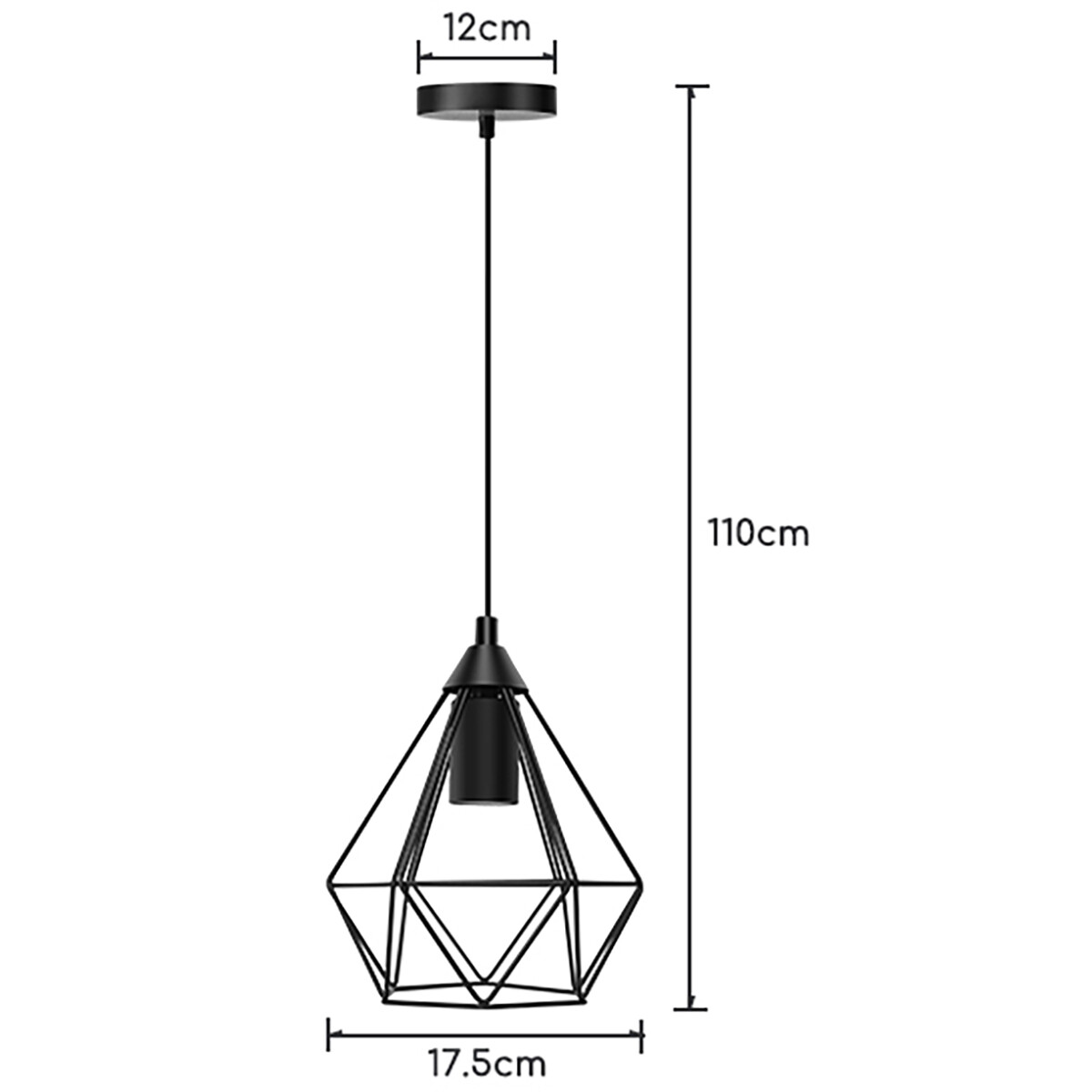 LED Hanglamp - Hangverlichting - Aigi Elsa - E27 Fitting - 1-lichts - Retro - Klassiek - Mat Zwart - Aluminium