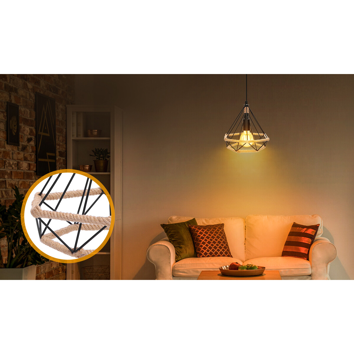 LED Hanglamp - Hangverlichting - Aigi Elsa - E27 Fitting - 1-lichts - Retro - Klassiek - Mat Zwart/Bruin - Aluminium