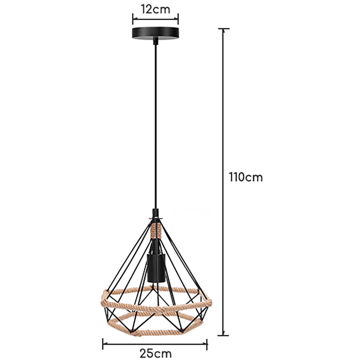 LED Hanglamp - Hangverlichting - Aigi Elsa - E27 Fitting - 1-lichts - Retro - Klassiek - Mat Zwart/Bruin - Aluminium