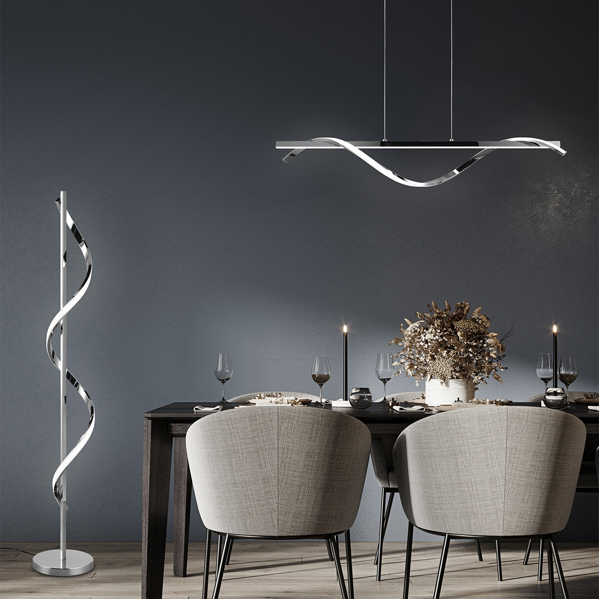 LED Hanglamp - Hangverlichting - Trion Annabel - 26W - Natuurlijk Wit 4000K - Dimbaar - Glans Chroom - Metaal