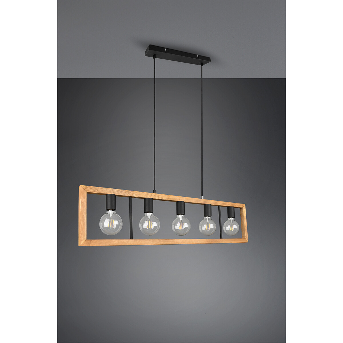 LED Hanglamp - Hangverlichting - Trion Aplon - E27 Fitting - 4-lichts - Rechthoek - Mat Zwart - Aluminium