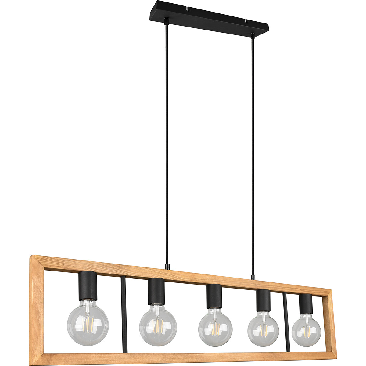 LED Hanglamp - Hangverlichting - Trion Aplon - E27 Fitting - 4-lichts - Rechthoek - Mat Zwart - Aluminium