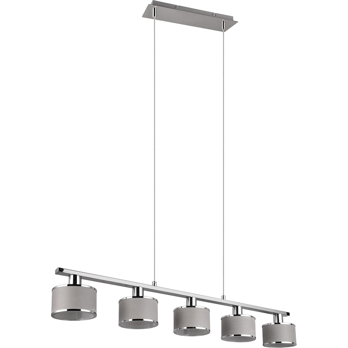 LED Hanglamp - Hangverlichting - Trion Arona - E14 Fitting - 5-lichts - Rechthoek - Chroom - Metaal