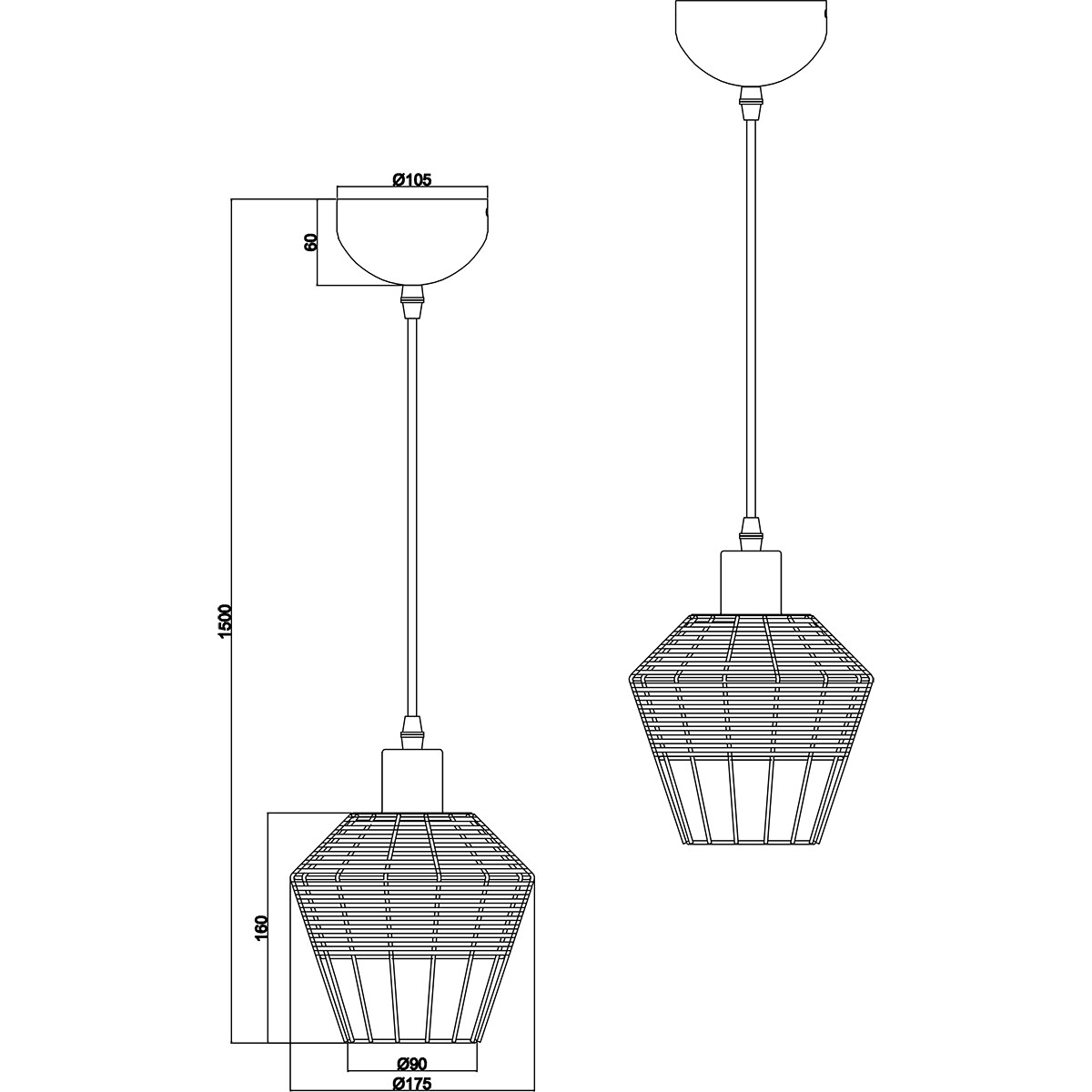 LED Hanglamp - Hangverlichting - Trion Bera - E27 Fitting - 1-lichts - Rond - Bruin - Aluminium