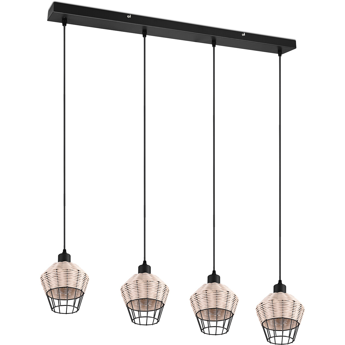 LED Hanglamp - Hangverlichting - Trion Bera - E27 Fitting - 4-lichts - Rechthoek - Bruin - Aluminium