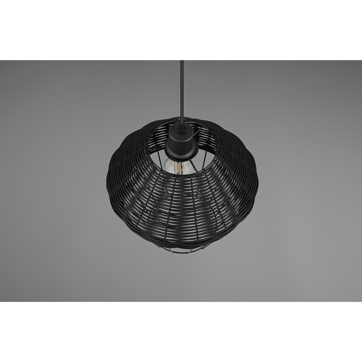 LED Hanglamp - Hangverlichting - Trion Bera XL - E27 Fitting - 1-lichts - Rond - Zwart - Aluminium