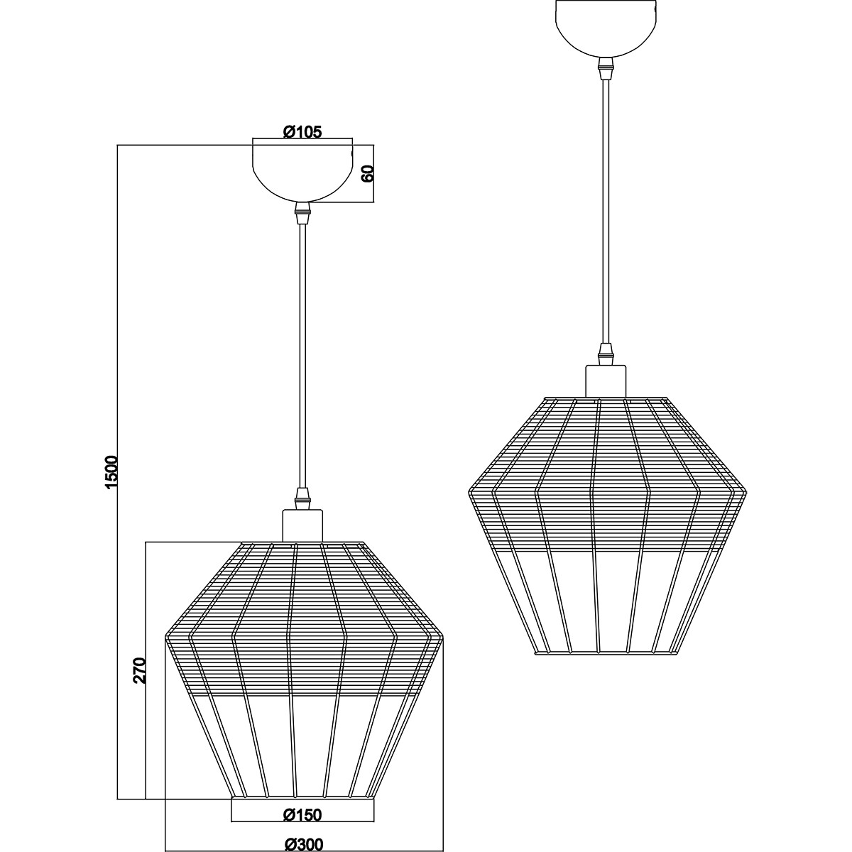 LED Hanglamp - Hangverlichting - Trion Bera XL - E27 Fitting - 1-lichts - Rond - Zwart - Aluminium