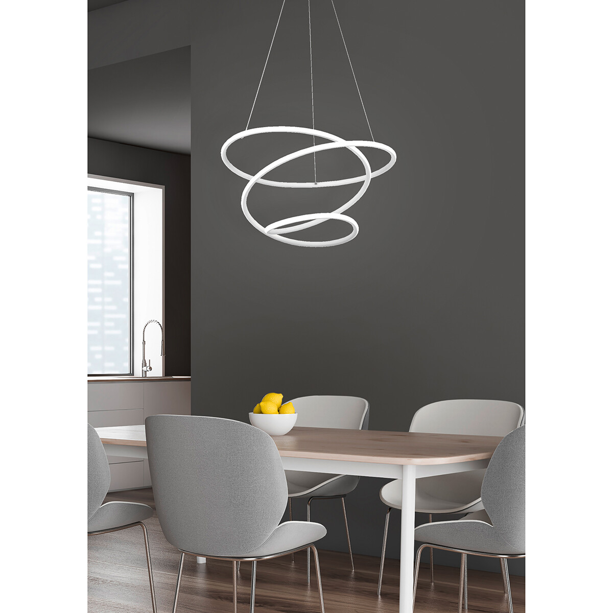 LED Hanglamp - Hangverlichting - Trion Bilona - 36W - Natuurlijk Wit 4000K - Dimbaar - Rond - Mat Wit - Aluminium