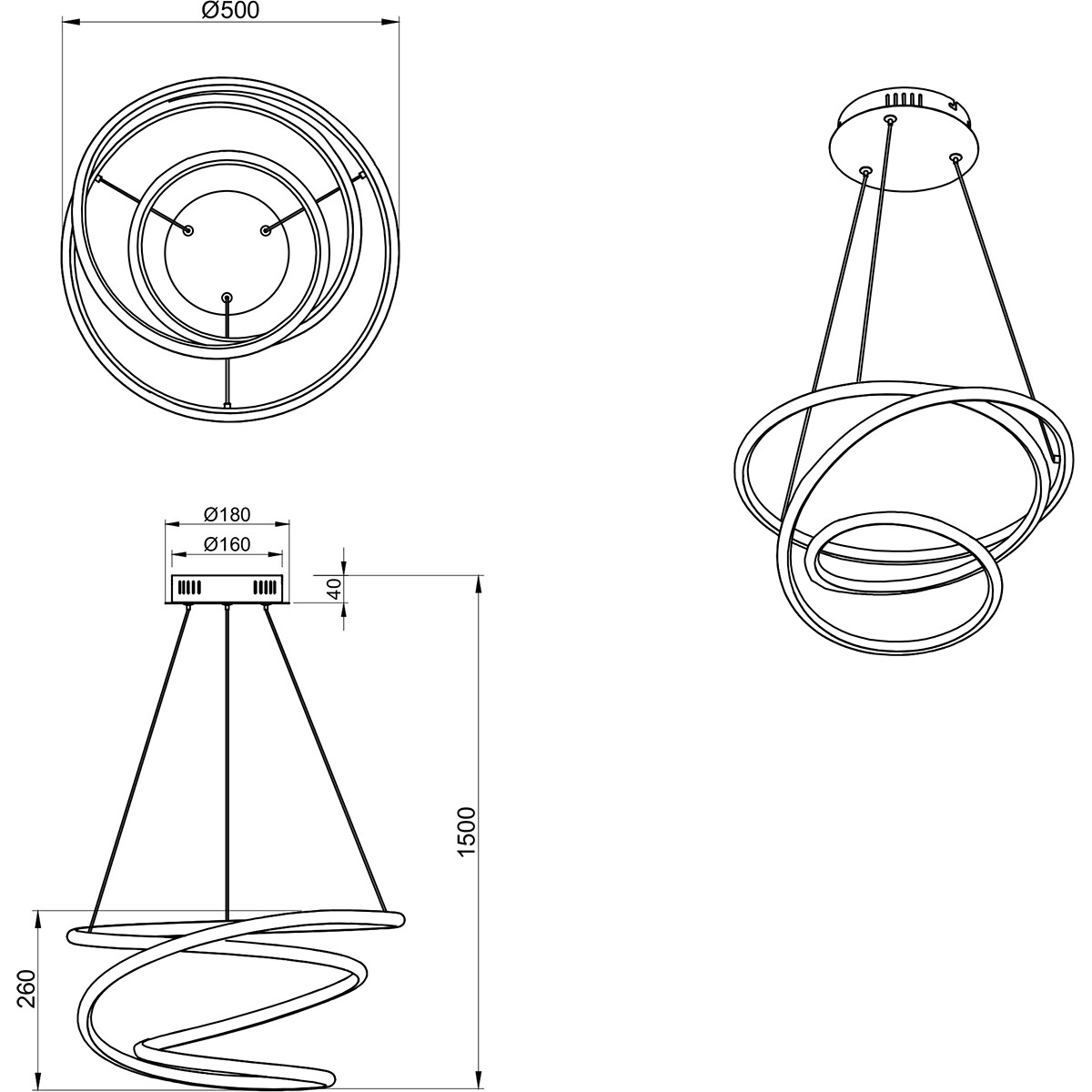 LED Hanglamp - Hangverlichting - Trion Bilona - 36W - Natuurlijk Wit 4000K - Dimbaar - Rond - Mat Wit - Aluminium