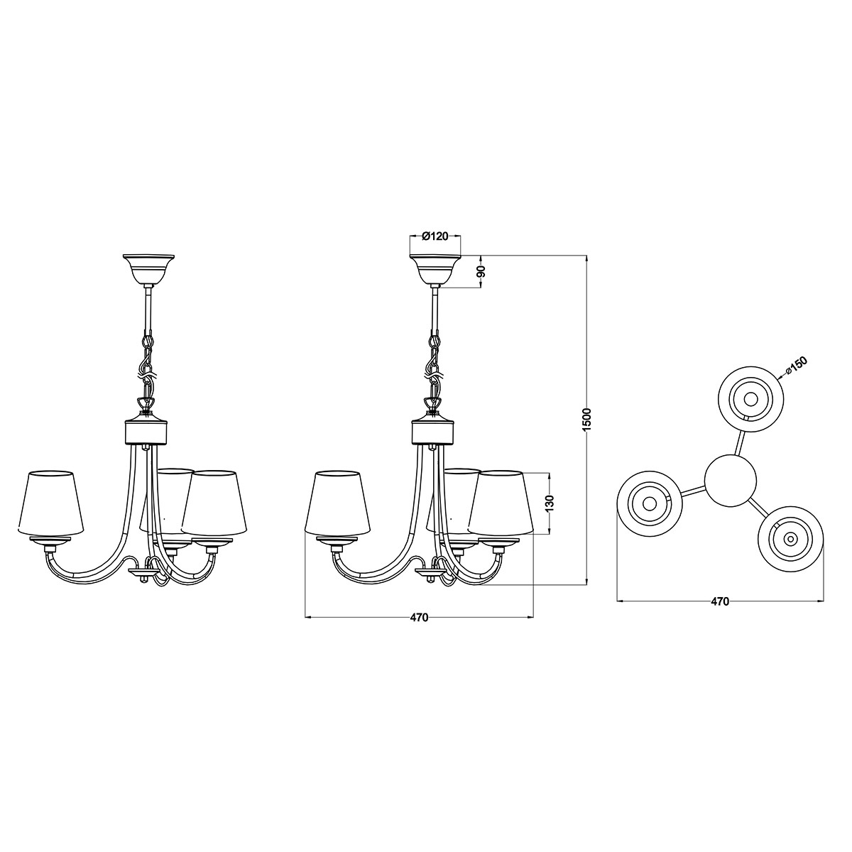 LED Hanglamp - Hangverlichting - Trion Citra - E14 Fitting - 3-lichts - Rond - Mat Wit - Aluminium