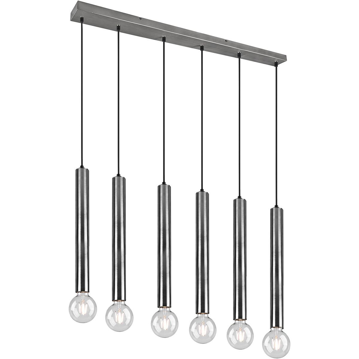 LED Hanglamp - Hangverlichting - Trion Claro - E27 Fitting - 6-lichts - Rond - Mat Nikkel - Aluminium product afbeelding