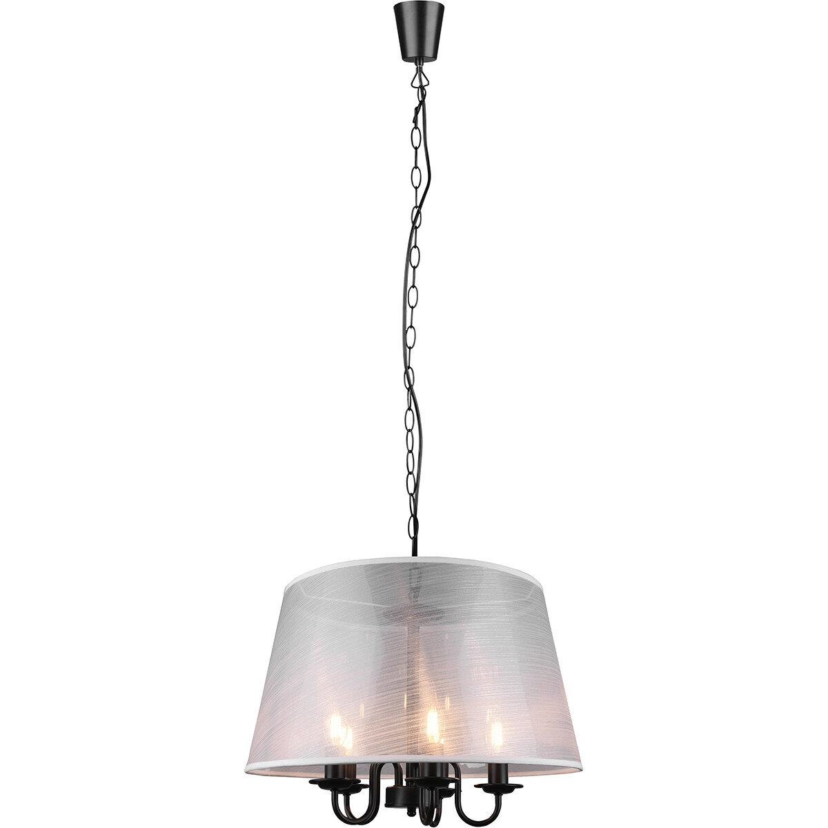 LED Hanglamp - Hangverlichting - Trion Cumali - E14 Fitting - 5-lichts - Rond - Mat Zwart/Wit - Aluminium