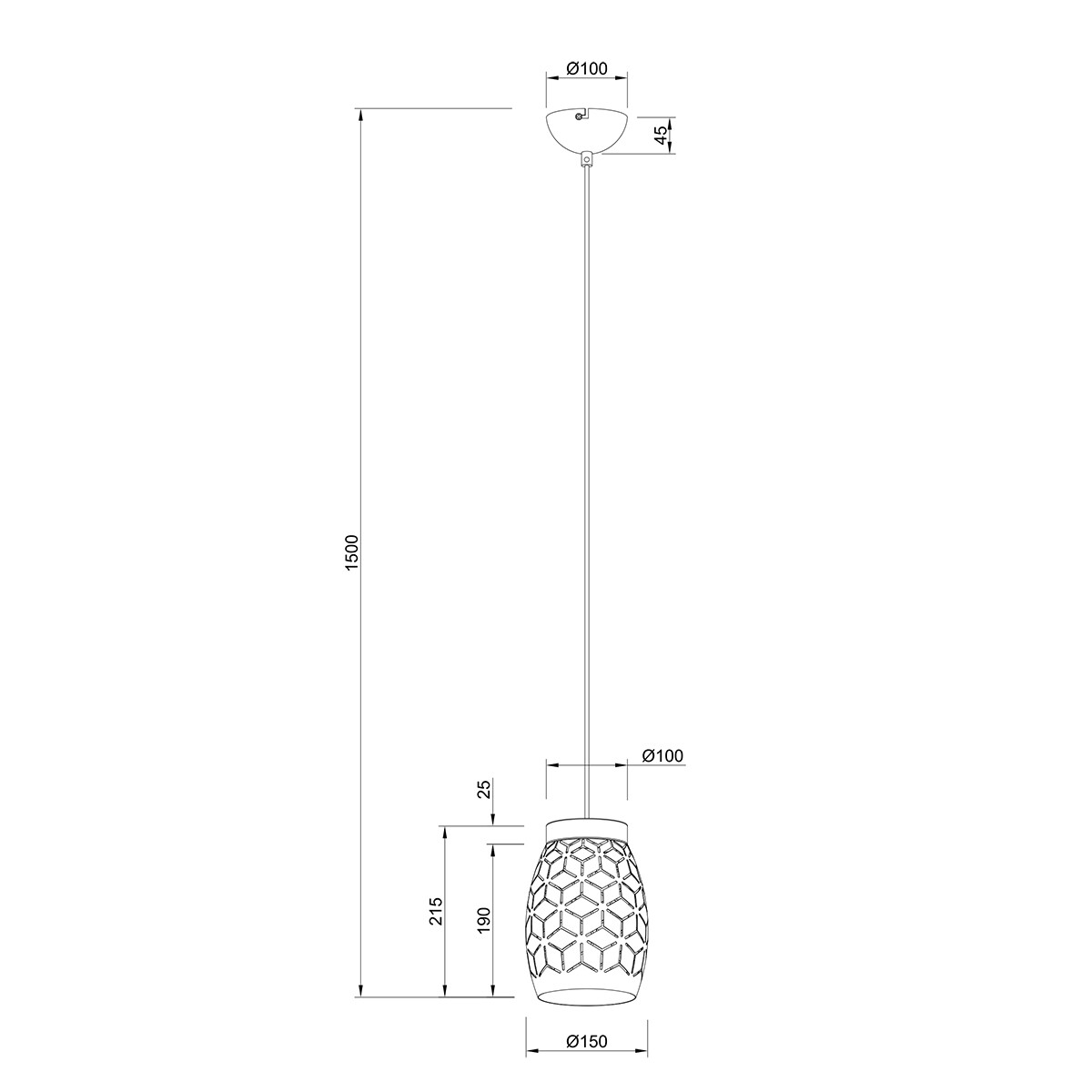 LED Hanglamp - Hangverlichting - Trion Dabi - E27 Fitting - Rond - Mat Wit - Metaal